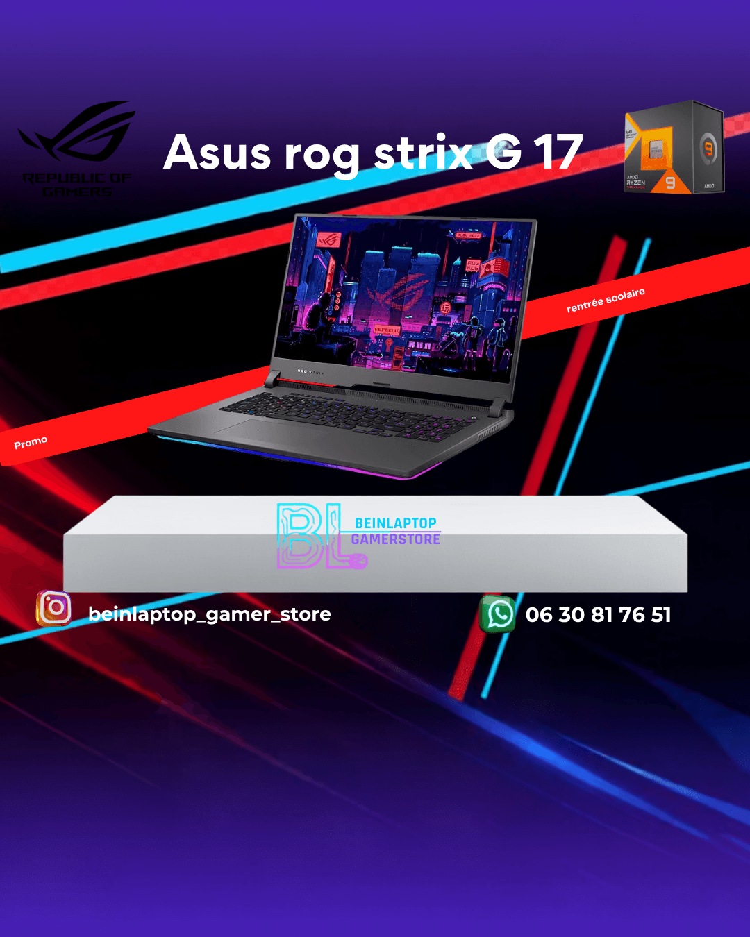Asus ROG Strix G17 — Ryzen · RTX 3070 TI · 16 Go