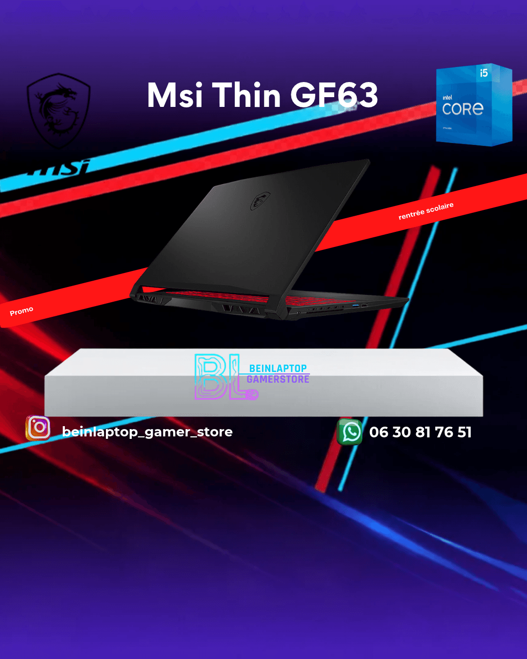 Msi Thin GF63 — intel i5 · RTX 3050 · 16 Go