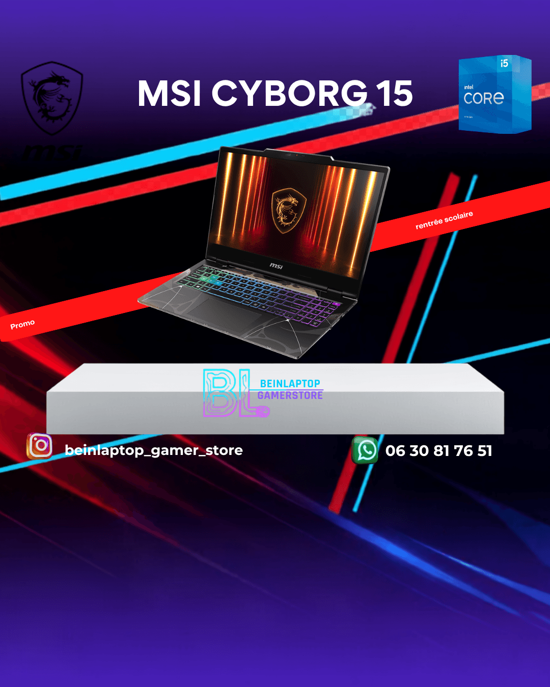 MSI CYBORG 15 — Core i5 · RTX 4060 · 16 Go
