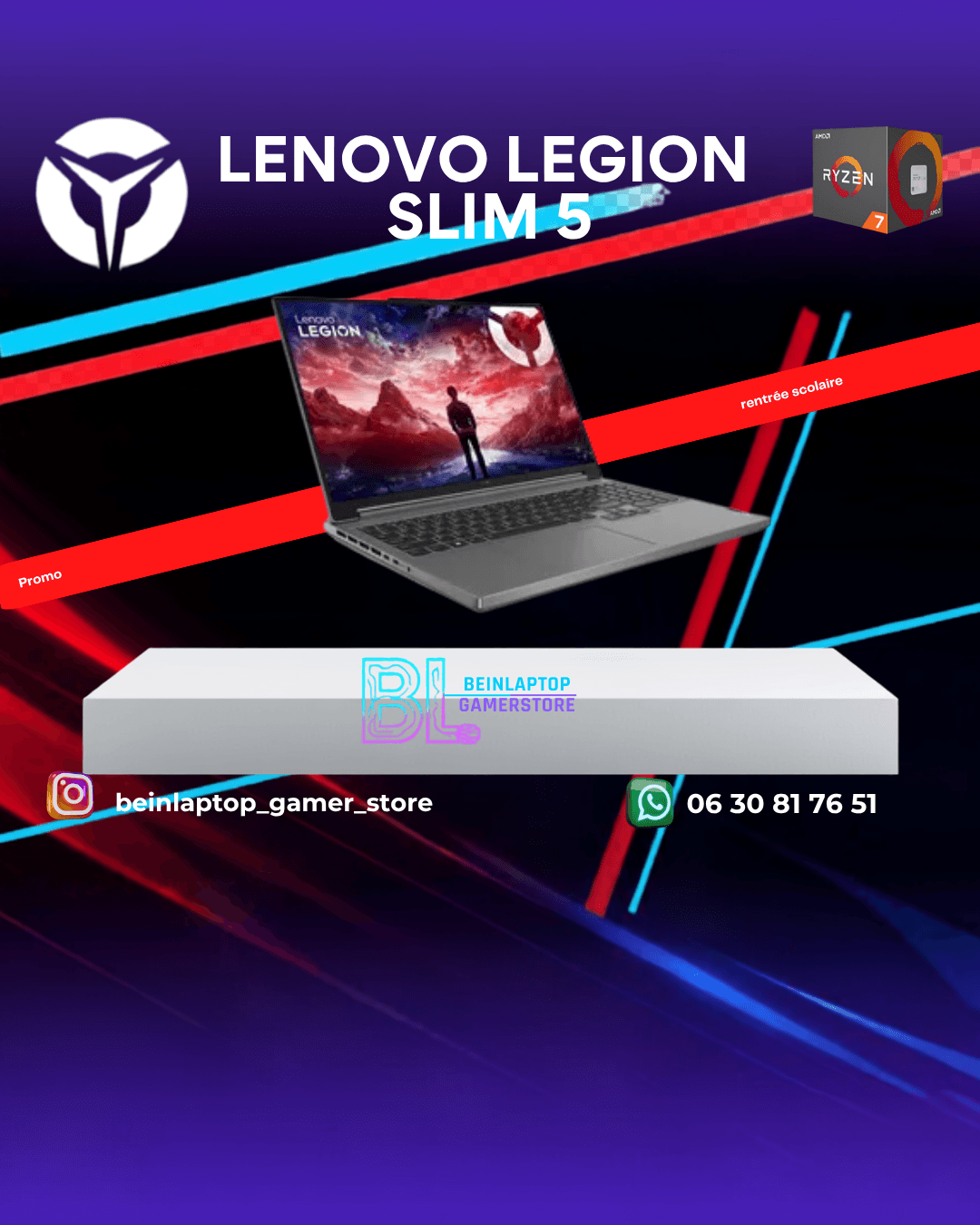 Lenovo Legion 5 Slim — Ryzen 7 · RTX 4070 · 16 Go